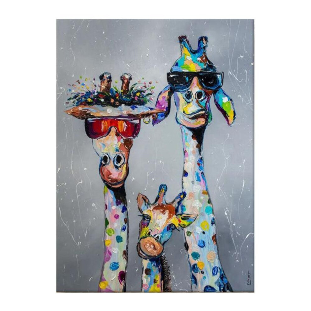 (multicolor, 40x60cm no frame) Giraffes with Sunglasses Funny Art Posters And Prints Black And White Animals Canvas Paintings on the Wall Art Pictures Cuadros