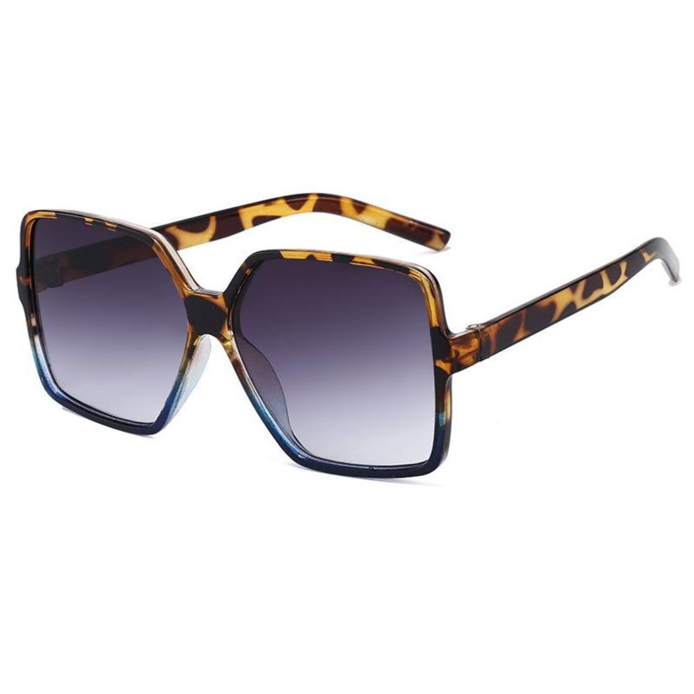 (leopard,blue) New Retro Big Square Sun Glasses Women Men Oversized Sunglasses Ladies Sunglasses