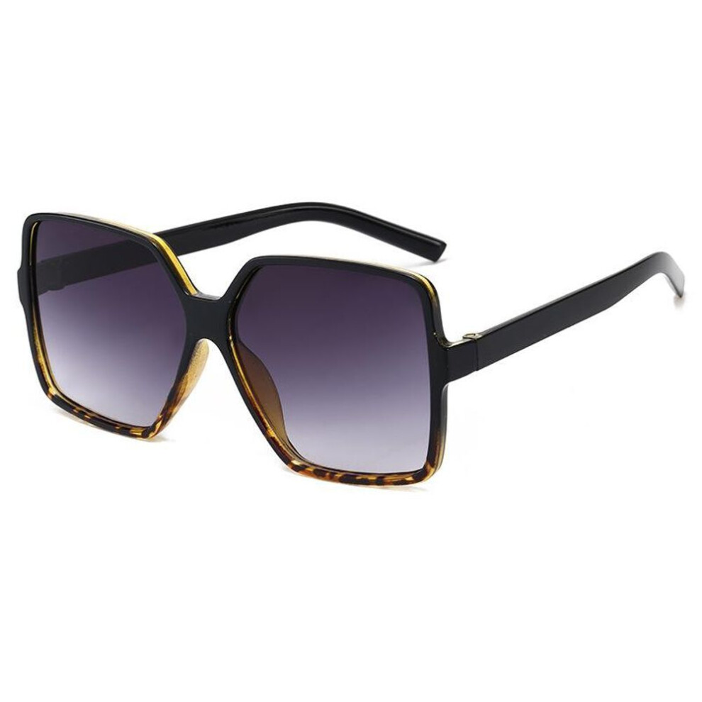 (leopard,black) New Retro Big Square Sun Glasses Women Men Oversized Sunglasses Ladies Sunglasses