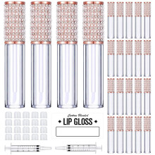 AMORIX Confezione da 24 tubi per lucidalabbra con bacchetta 5ml Contenitori vuoti per lucidalabbra con strass Bottiglie per lucidalabbra carine K