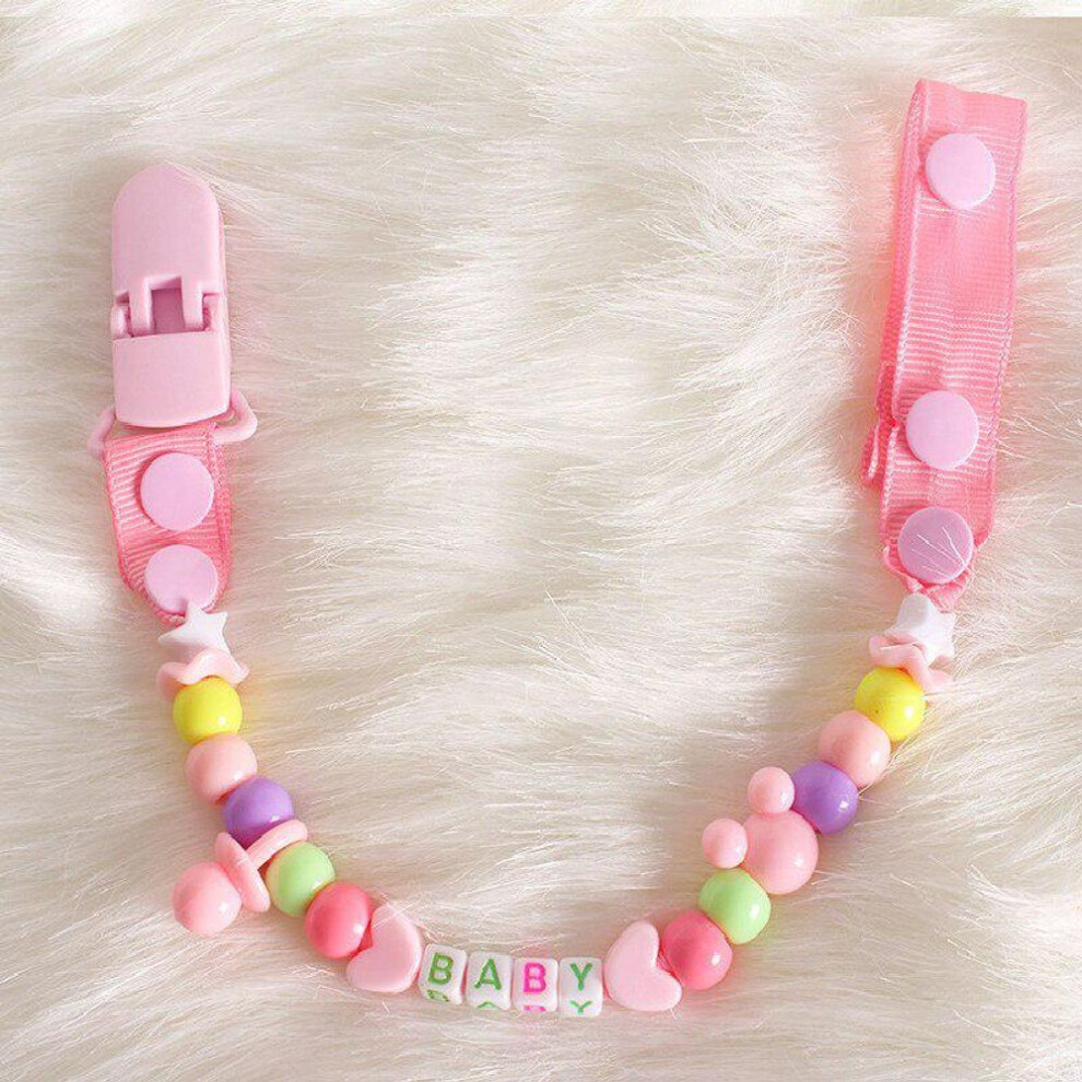 (pink, 40cm) Baby Pacifier Clips Newborn Beads Anti-lost Chain Toys for Teether Nipples Dental Care