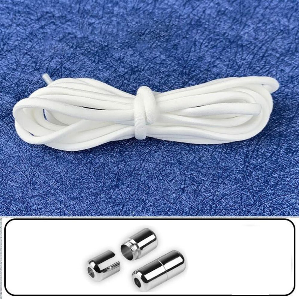 (white) Unisex Shoelaces For Sneakers Semicircle Kids And Adult Shoelaces Without Ties Quick Lazy Metal Lock Laces