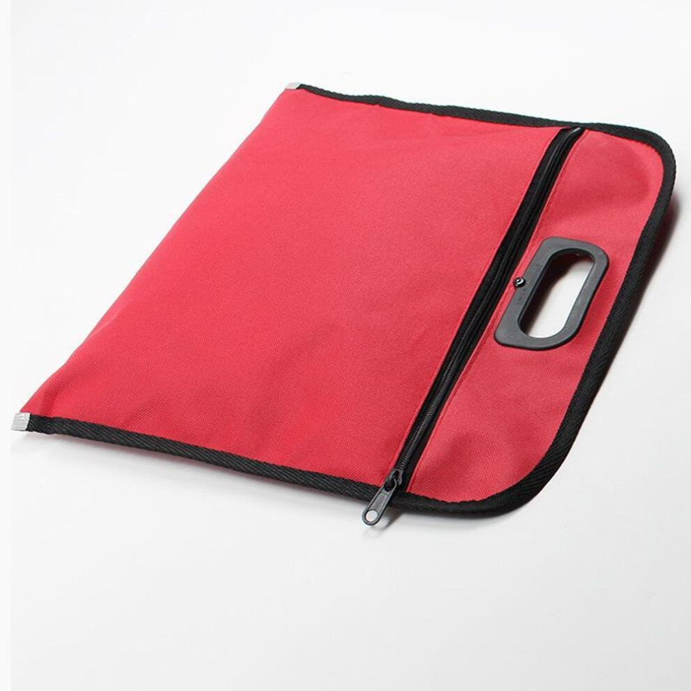 (red) 1pc New A4 Oxford Cloth File Folder Bag Office Supplies Organizer Bag Document Organizer