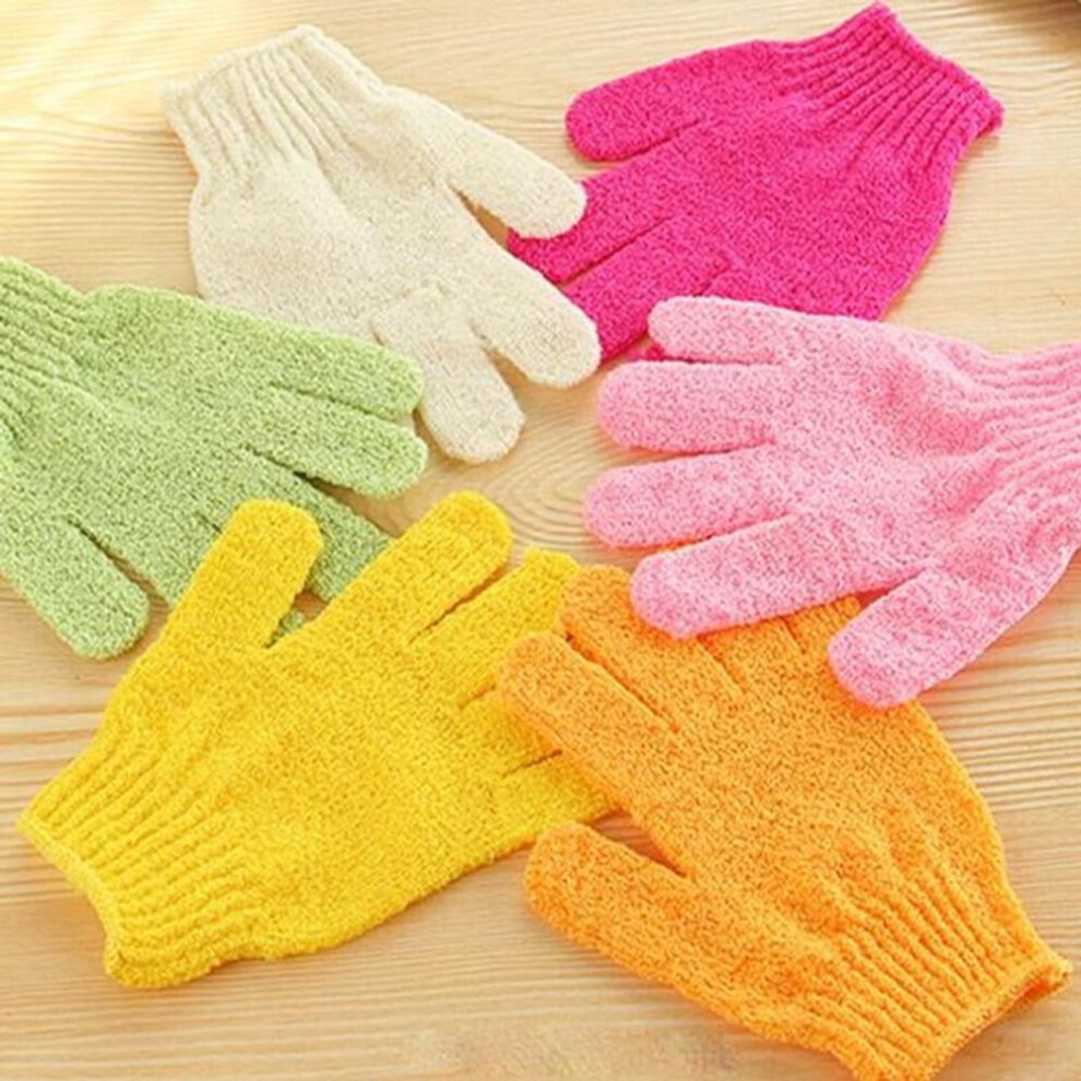 (multicolor) 2pcs Bath Gloves Shower Scrubber Back Exfoliating Skid Resistance Body Massage Sponge Bath Glove