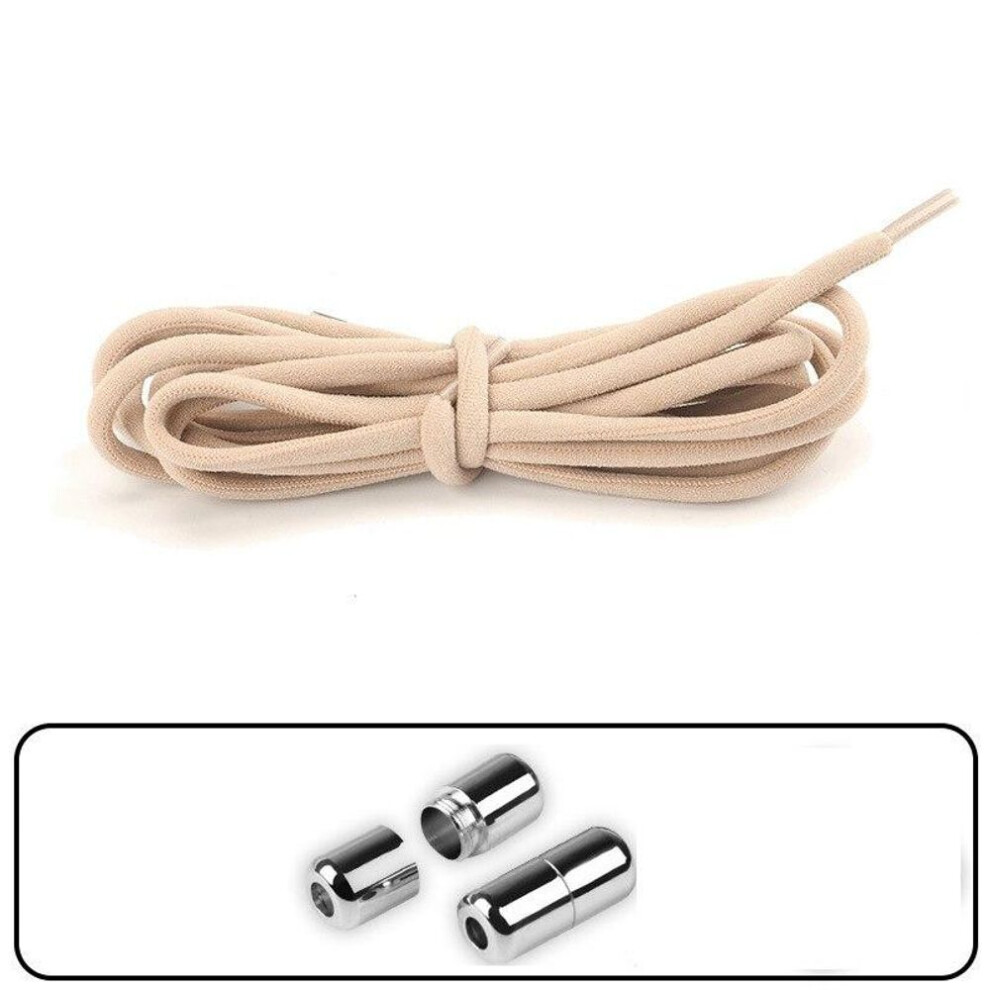 (khaki) Unisex Shoelaces For Sneakers Semicircle Kids And Adult Shoelaces Without Ties Quick Lazy Metal Lock Laces