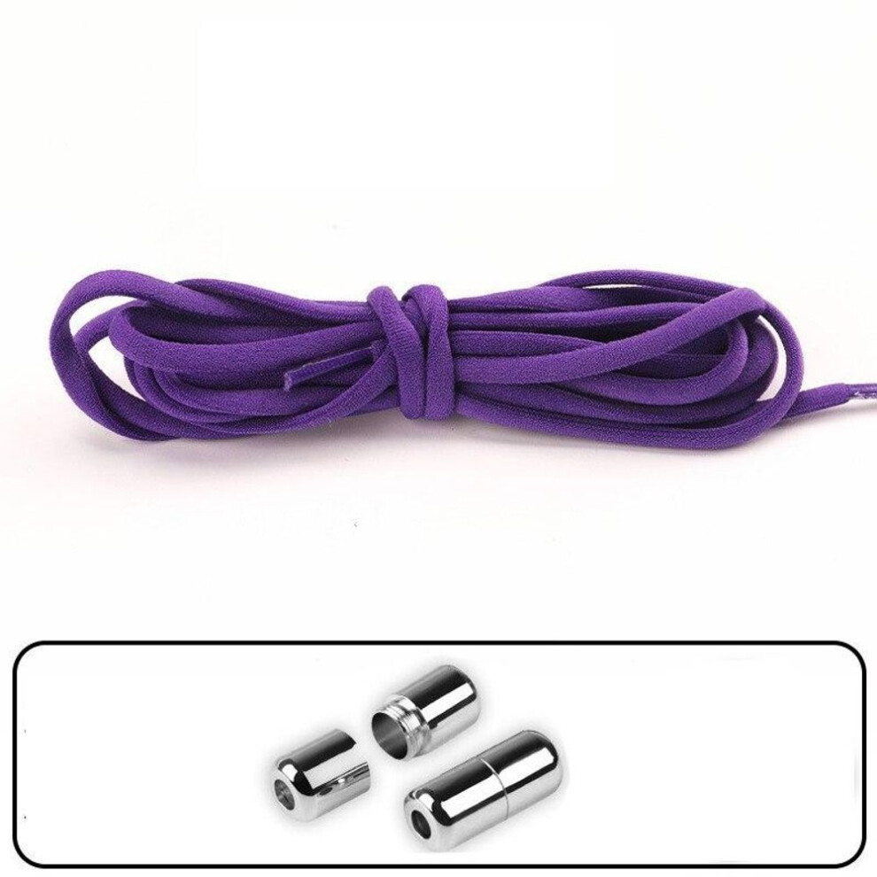 (purple) Unisex Shoelaces For Sneakers Semicircle Kids And Adult Shoelaces Without Ties Quick Lazy Metal Lock Laces