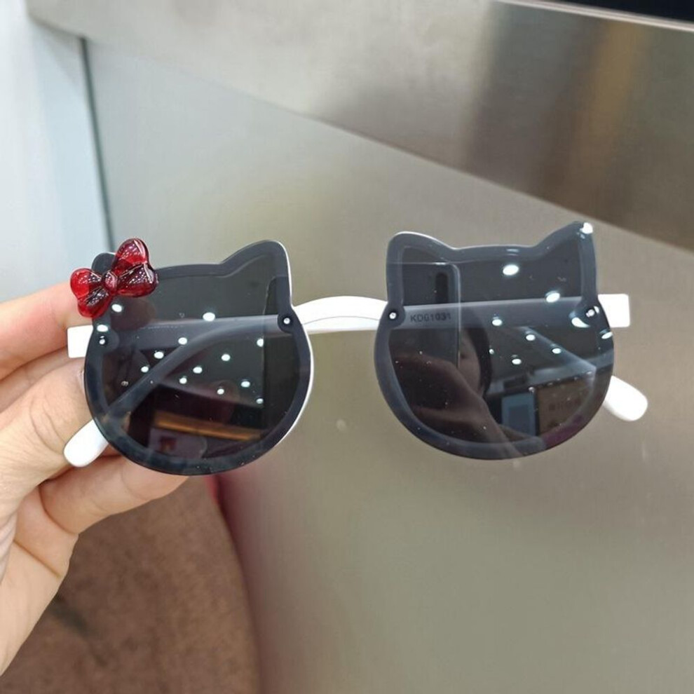 (black,white) Summer Children Cute Cat Ear Sunglasses Outdoor Uv Protection Sun Glasses Baby Girls Eyewear
