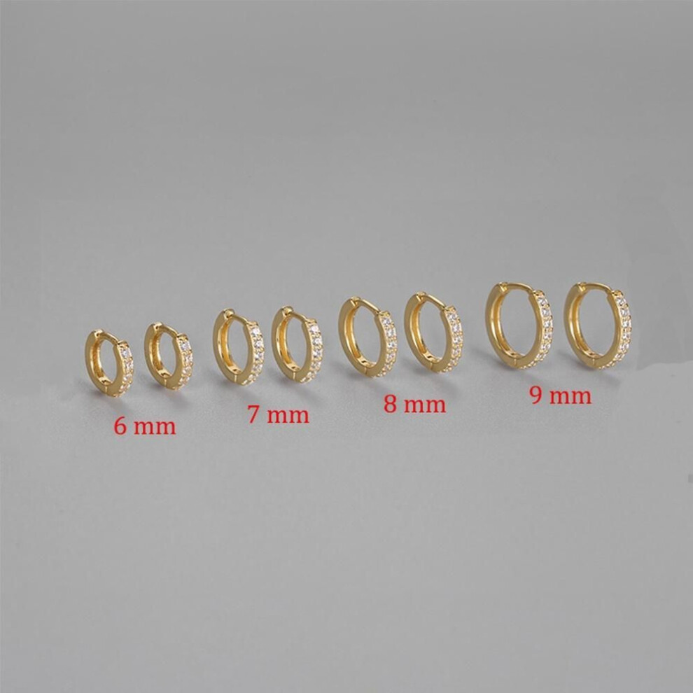 (gold, 7mm) 1 Pair Fashion Minimal Hoop Earrings Crystal Zirconia Small Huggie Thin Hoops Cartilage Earring Helix Tragus Earring Piercing Jewelry