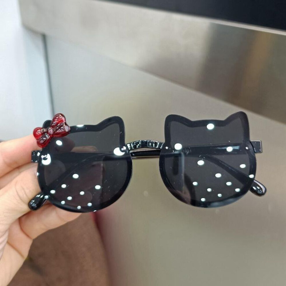 (black) Summer Children Cute Cat Ear Sunglasses Outdoor Uv Protection Sun Glasses Baby Girls Eyewear
