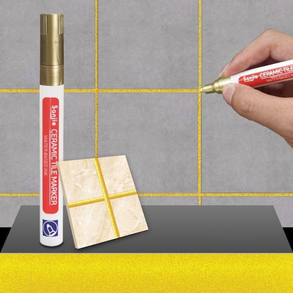 (gold) 1pc Waterproof White Wall Tile Marker Pen Grout Repair Gap Repair Bathroom Floor Seam Paint Filling Construction Tools