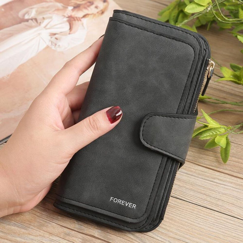 (black) Brand Wallet Women Lady Purses Scrub Leather High Quality Ladies Clutch Wallet Long Female Wallet
