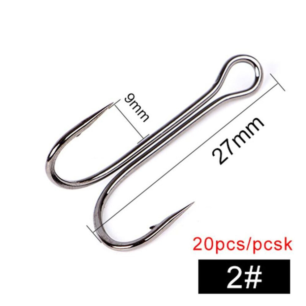 (white, 2#) Ftk Long Grassless Fishing Hook, Double Rod, Flying Fishing Hook, Double Hook For Fishing Tackle, Fish Bait, 20 Pieces For Soft Bait
