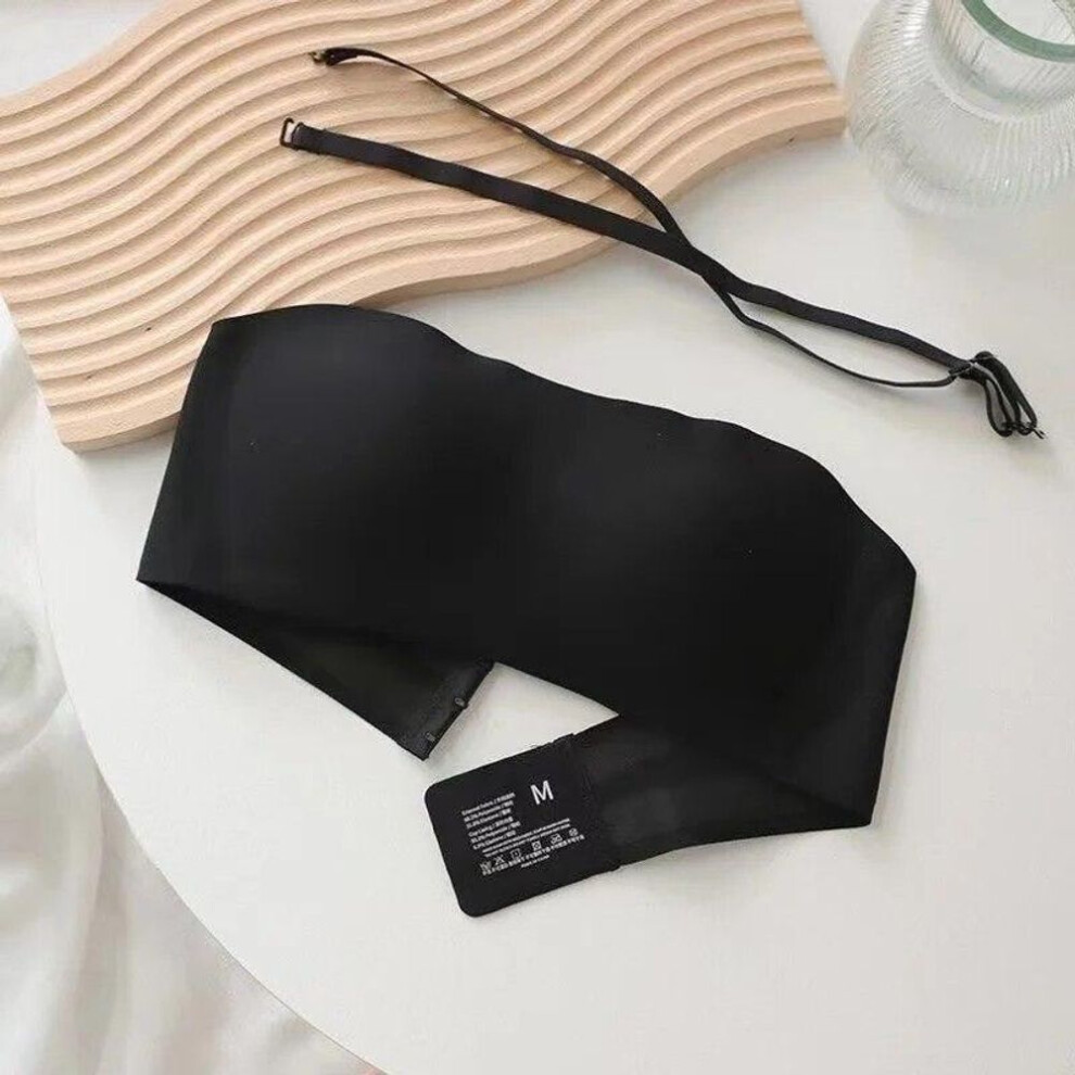 (black, S) Women&apos;s Bra Strapless Underwear Thin Non Slip Invisible Sexy Bra Soft Lingerie