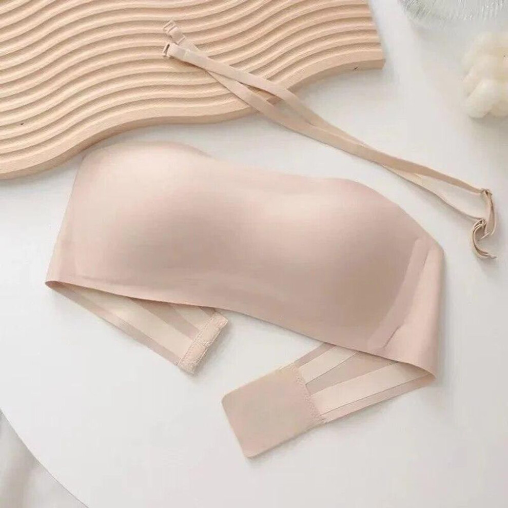 (nude, M) Women&apos;s Bra Strapless Underwear Thin Non Slip Invisible Sexy Bra Soft Lingerie