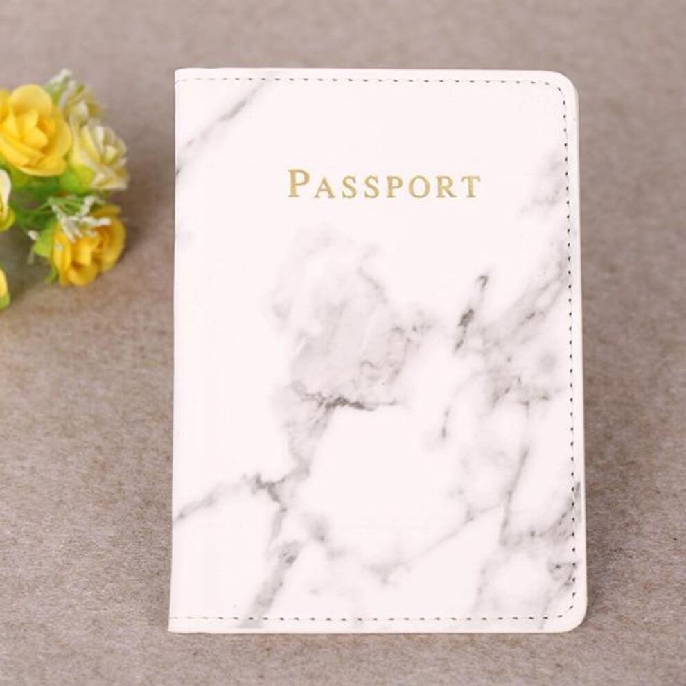 (white) Passport Cover Pu Leather Marble Style Travel Id Credit Card Passport Holder Packet Wallet Purse Bags Pouch For Women Men