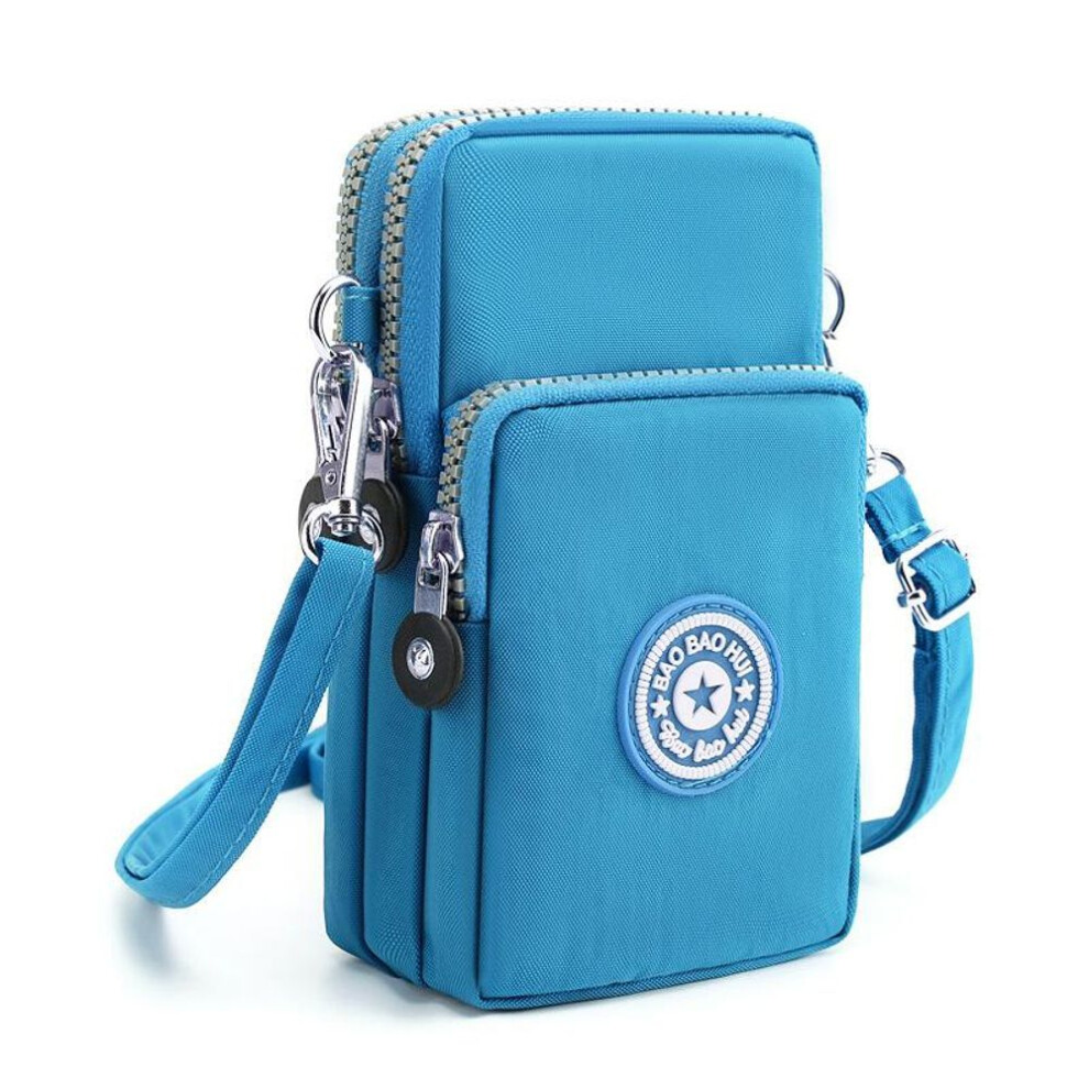 (sky blue) Sports Wallet Phone Bag For Mobile Shoulder Bag Pouch Case Belt Handbag Purse Coin Wallet Retro Key Holder Small Money Bag