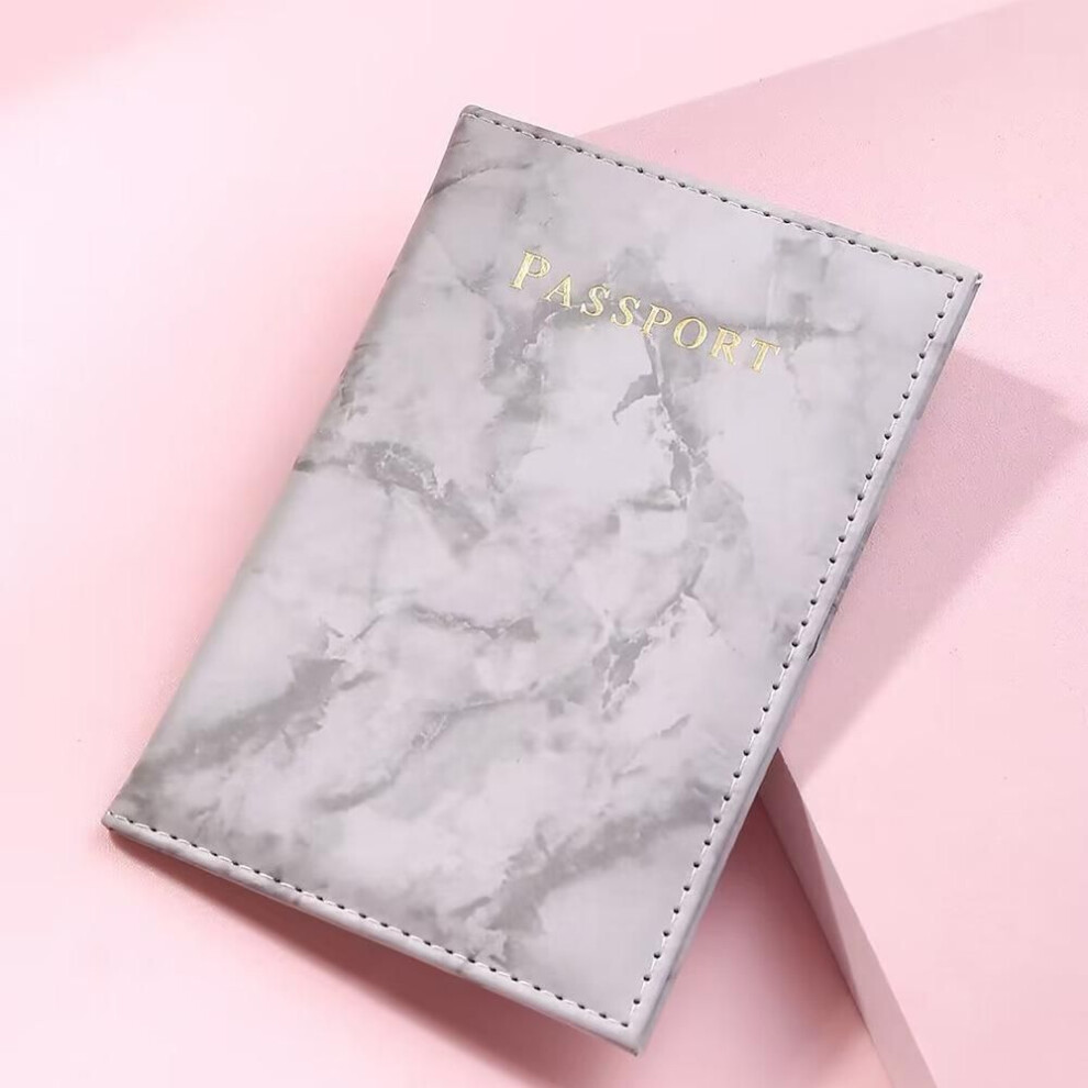 (gray) Passport Cover Pu Leather Marble Style Travel Id Credit Card Passport Holder Packet Wallet Purse Bags Pouch For Women Men