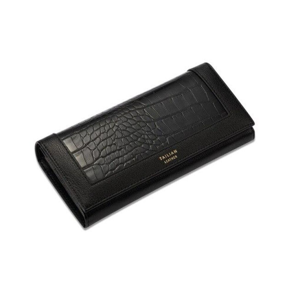 (black) Women Wallet Crocodile Pattern Fashion PU Leather Credit Card Holder Zipper Coin Purse Female Clutch Money Bag