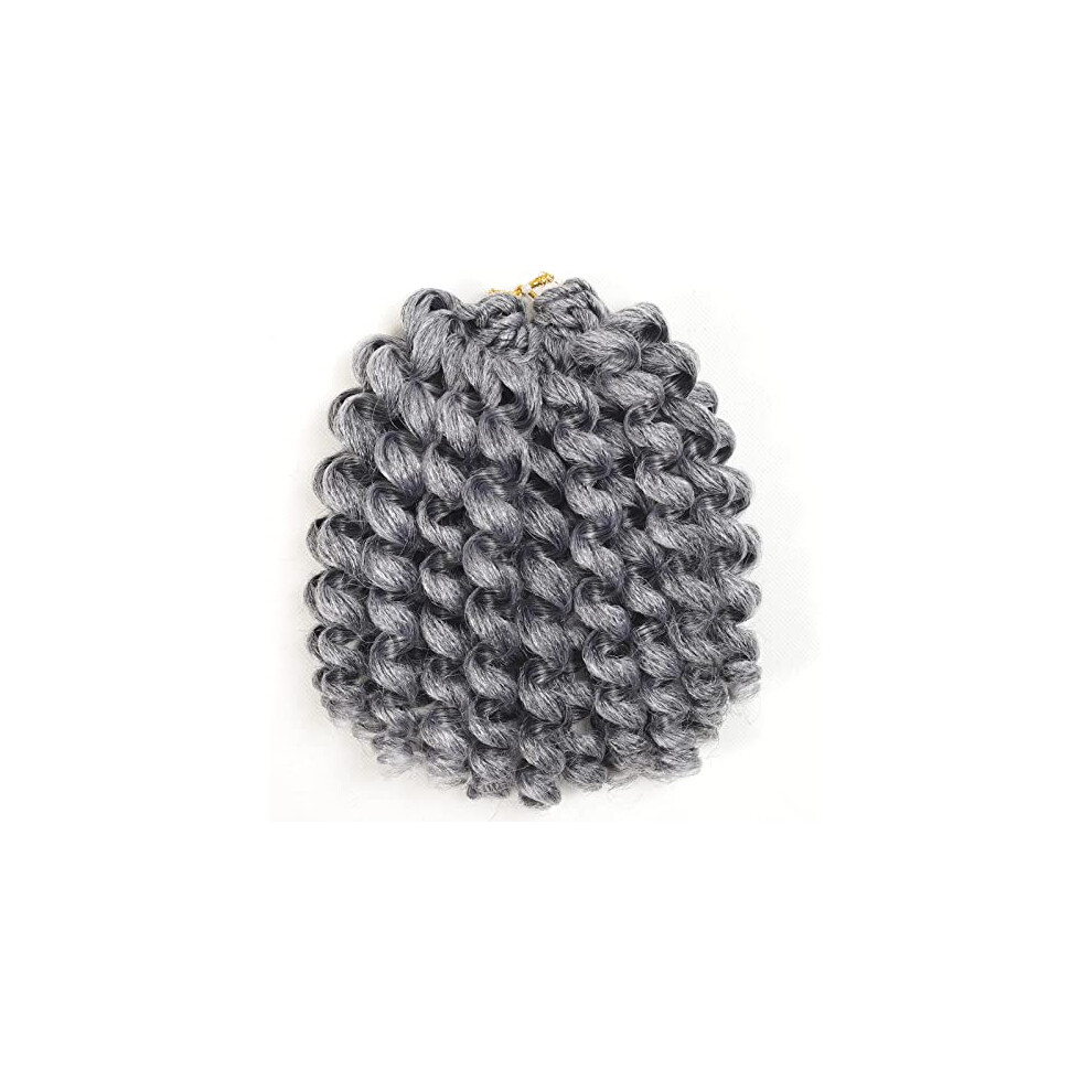 Svolna Unisex Grey 3Packs 2X Ringlet Wand Curl Jamaican Bounce 8 Inch Synthetic Crochet Hair Extensions Crochet Braiding Hair 20 Roots (8Inch (Pack Of 3), )