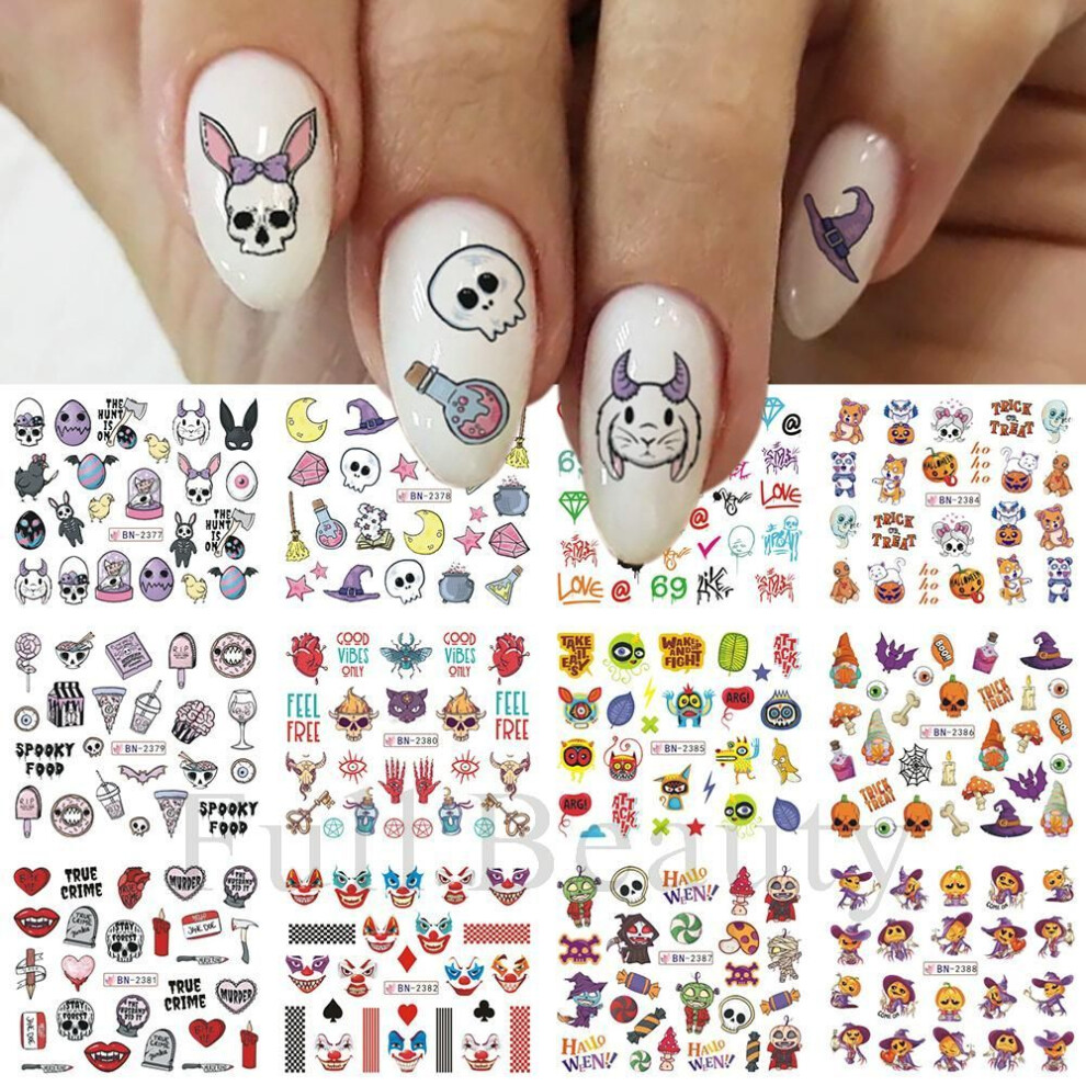 (BN2377-2388) Christmas Greenery Nail Stickers Birds Water Nail Decals Letters Chocolate Sliders Winter Decoration Watermarks