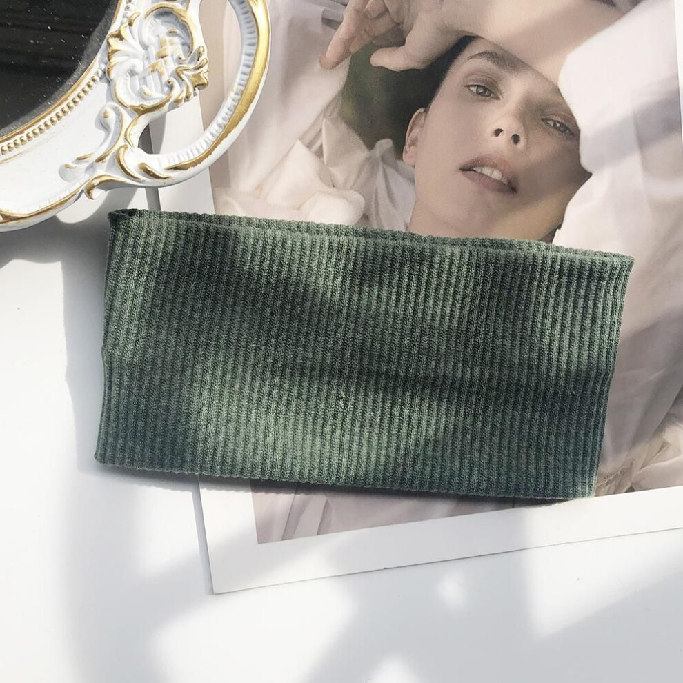 (green) Women Solid Color Headband Yoga Knitting Elastic Hair Bands Turban Makeup Hair Hoop Vintage Headwrap Fashion Hair Accessories