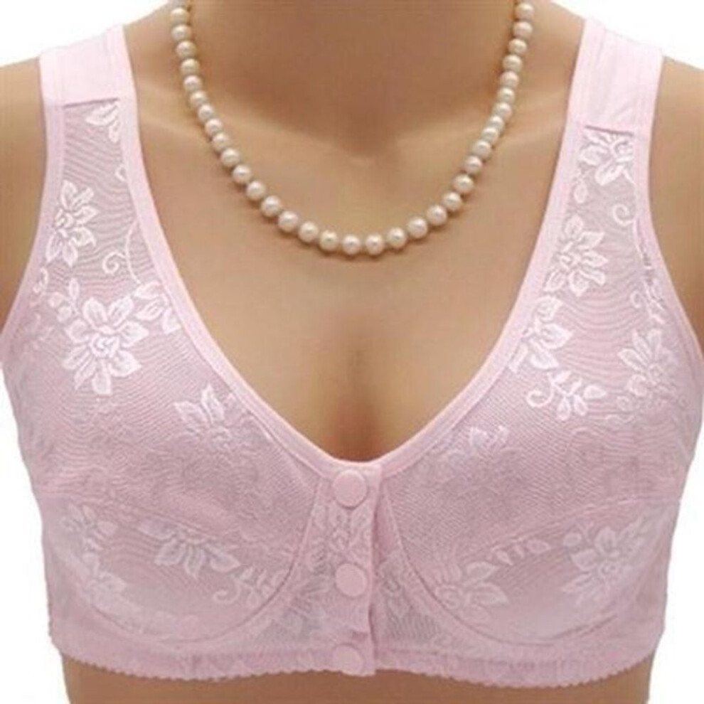(pink, 95B) Middle-aged Elderly Underwear Front Buckle Bra Pregnant Cotton Tube Tops Wrapped Chest Bras