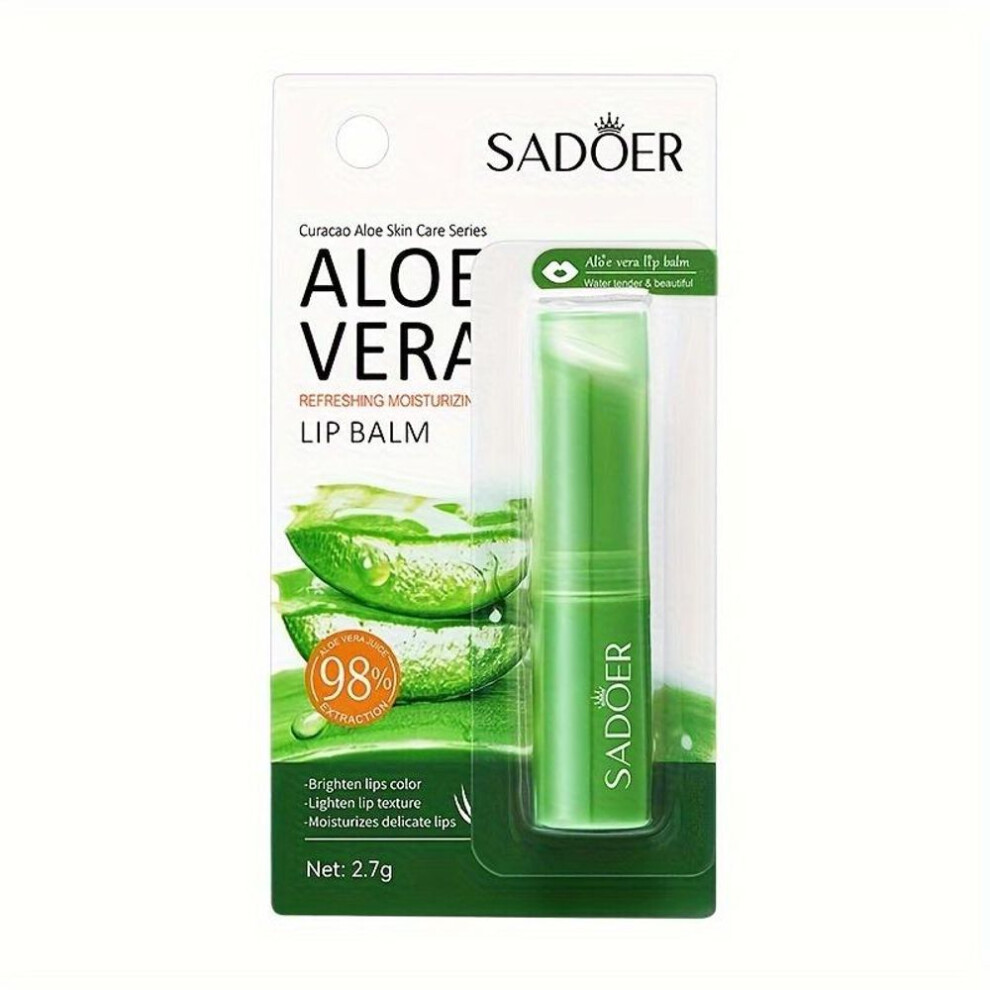 (01#) Aloe Vera Lip Balm Sadoer Vitamin C Prevents Dry And Chapped Lips Hydrating Moisturizing Lip Balm