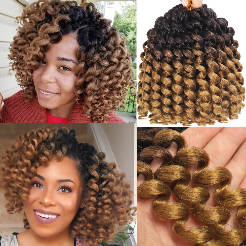 Svolna Unisex Not,Specified 60 Strands 2X Ringlet Wand Curl Jamaican Bounce Crochet Braids 8 Inch 3Packs Crochet Hair Extensions Blonde Ombre Crochet Braidi