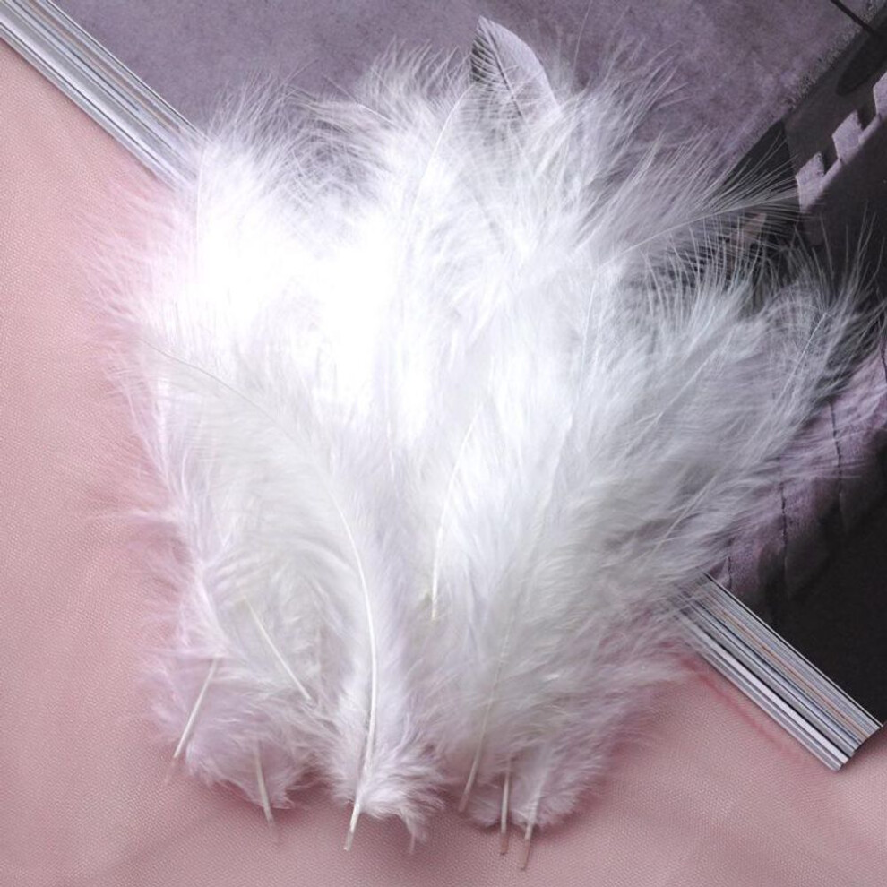 (white, 50PCS) 50pcs Natural Plumes 10-15cm Feather Plume Fluffy Wedding Dress Diy Jewelry Decor Accessories Feathers