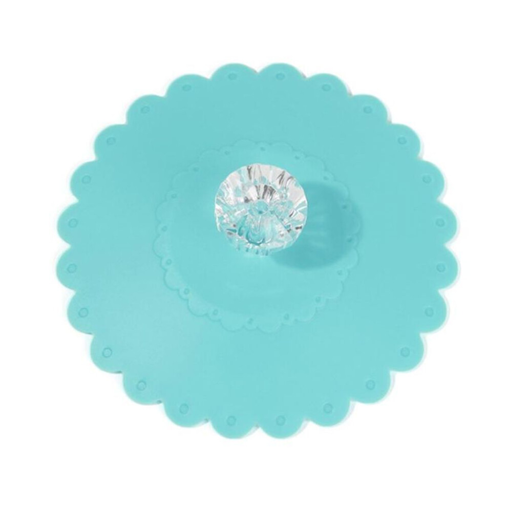 (light blue) Reusable Silicone Cup Cover Diamonds Anti-dust Thermal Insulation Cup Lid Seals Mugs Cover