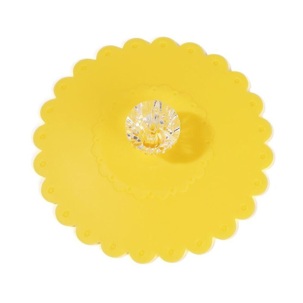 (yellow) Reusable Silicone Cup Cover Diamonds Anti-dust Thermal Insulation Cup Lid Seals Mugs Cover