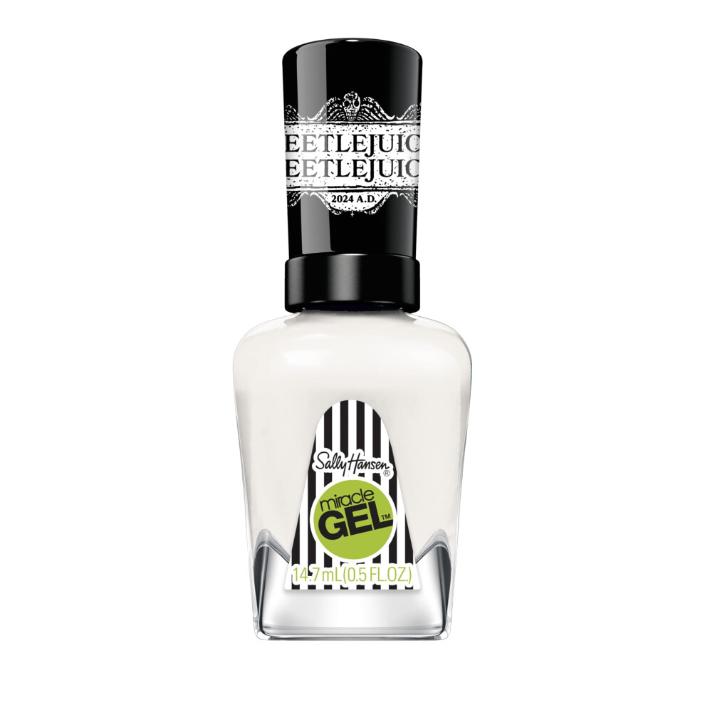 Sally Hansen Miracle Gel, Beetlejuice Tombstone, Long Lasting, Gel-Like Formula, No UV Lamp Needed, White Nail Polish