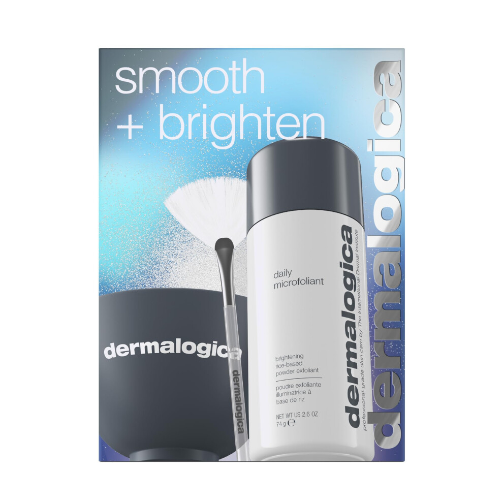 Dermalogica Smooth + Brighten - Daily Microfoliant Holiday Gift Set Contains Face Scrub Mixing Bowl And Fan Brush