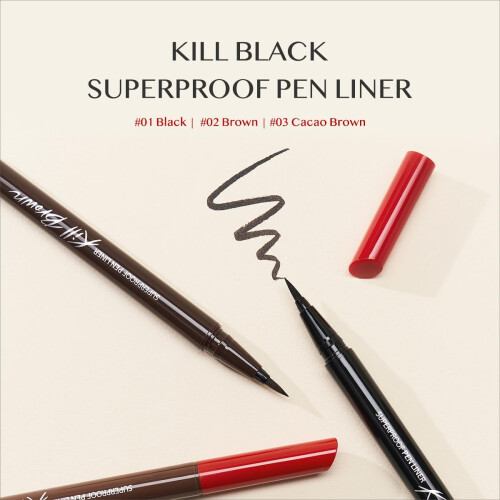 Κλίω, Superproof Πένσιλ Λινέρ, Kill Black, 01 Black, 0,01 fl oz (0,55ml) 2