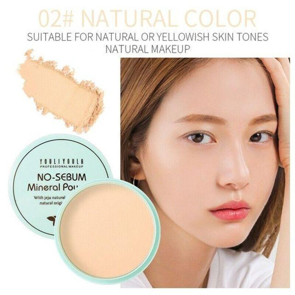 (02 natural color) Natural Oil-control Stay-matte Pressed Powder Long-lasting Waterproof Light-weight Face Powder Cosmetic