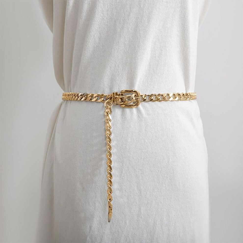 (gold) 1PC Women&apos;s Clothes Chain Belt Metal Waist Chain Dress Belts Metal Belt Adjustable Decoration