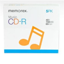 Memorex 40x Write-Once CD-R For Audio - 5 Pack  Jewel Cases