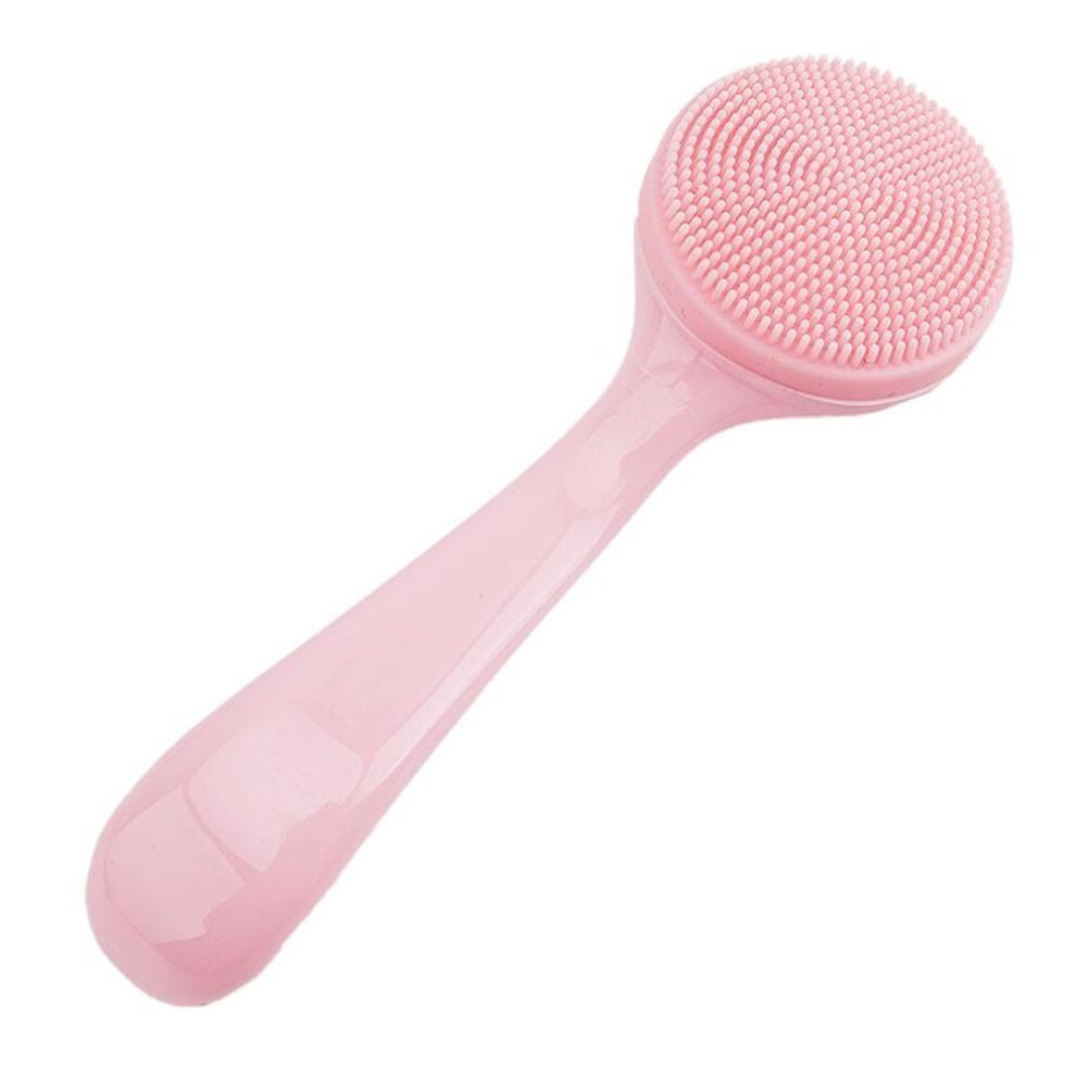(pink) Double Sided Silicone Facial Cleanser Brush Soft Hair Face Massage Wash Brush Blackhead Remover Portable Skin Care Tool