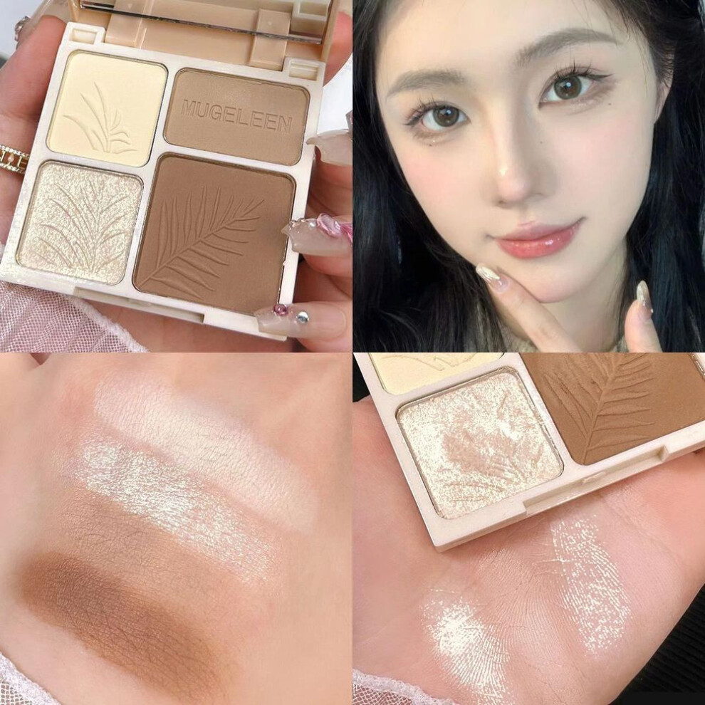 (02) 4 Color Bronzer Highlight Contour Palette Face Shading Grooming Powder Makeup Face Contouring Makeup Highgloss Cosmetics