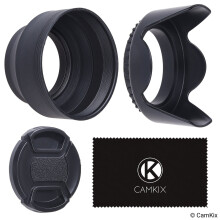 58-mm-Set mit 2 Kamera-Gegenlichtblenden und 1 Objektivdeckel  Gummi (zusammenklappbar) + Tulpenblume  Sonnenschutz/Schild  reduziert Streulicht u