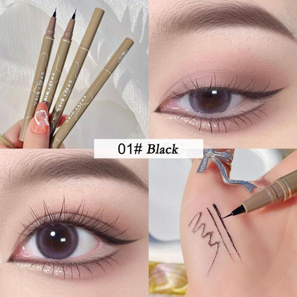(01 # Black) Waterproof Liquid Eyebrow Easy To Color Sweat-proof Eyebrow Pen 0.005MM Ultra Thin Head Eye Makeup Cosmetic