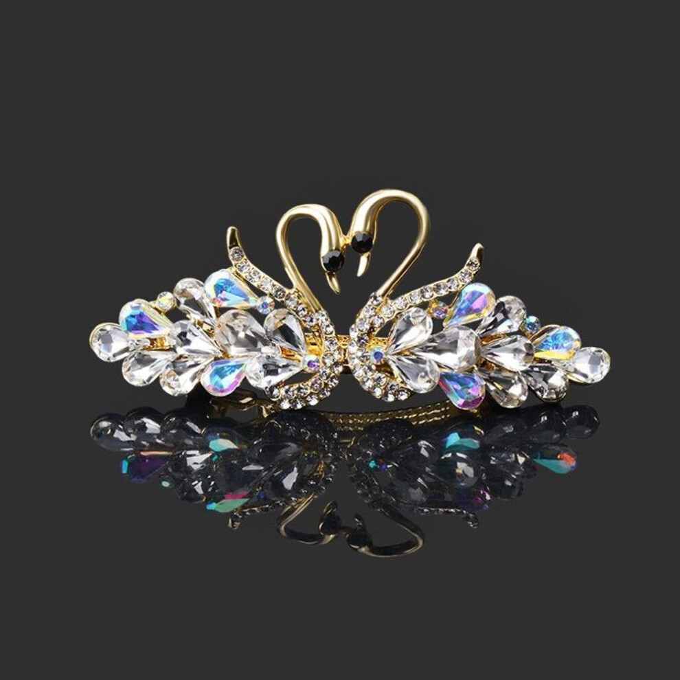 (white) Female Swan spring Hollow Hair Clip Barrette Hair Accessories Women Fashion Rhinestone Hairpin Headwear