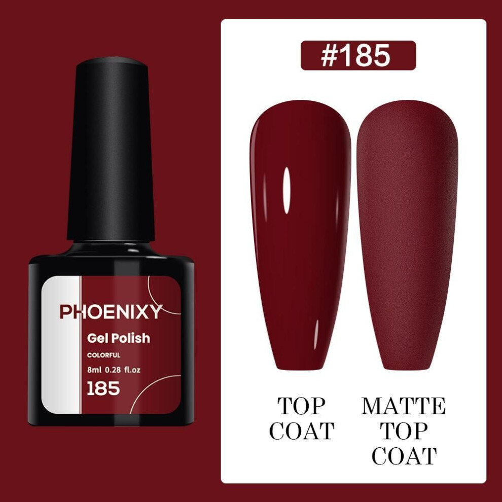 (185) PHOENIXY 8ml Gel Nail Polish Sequins Soak Off UV Gel Semi Permanent Varnish Colorful Nail Gel Polish DIY At Home Nail Art Polish