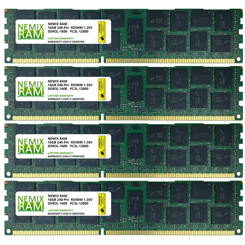 64Gb (4X16gb) Ddr3-1600Mhz Pc3-12800 Ecc Rdimm 2Rx4 1.35V Registered S 612508036148