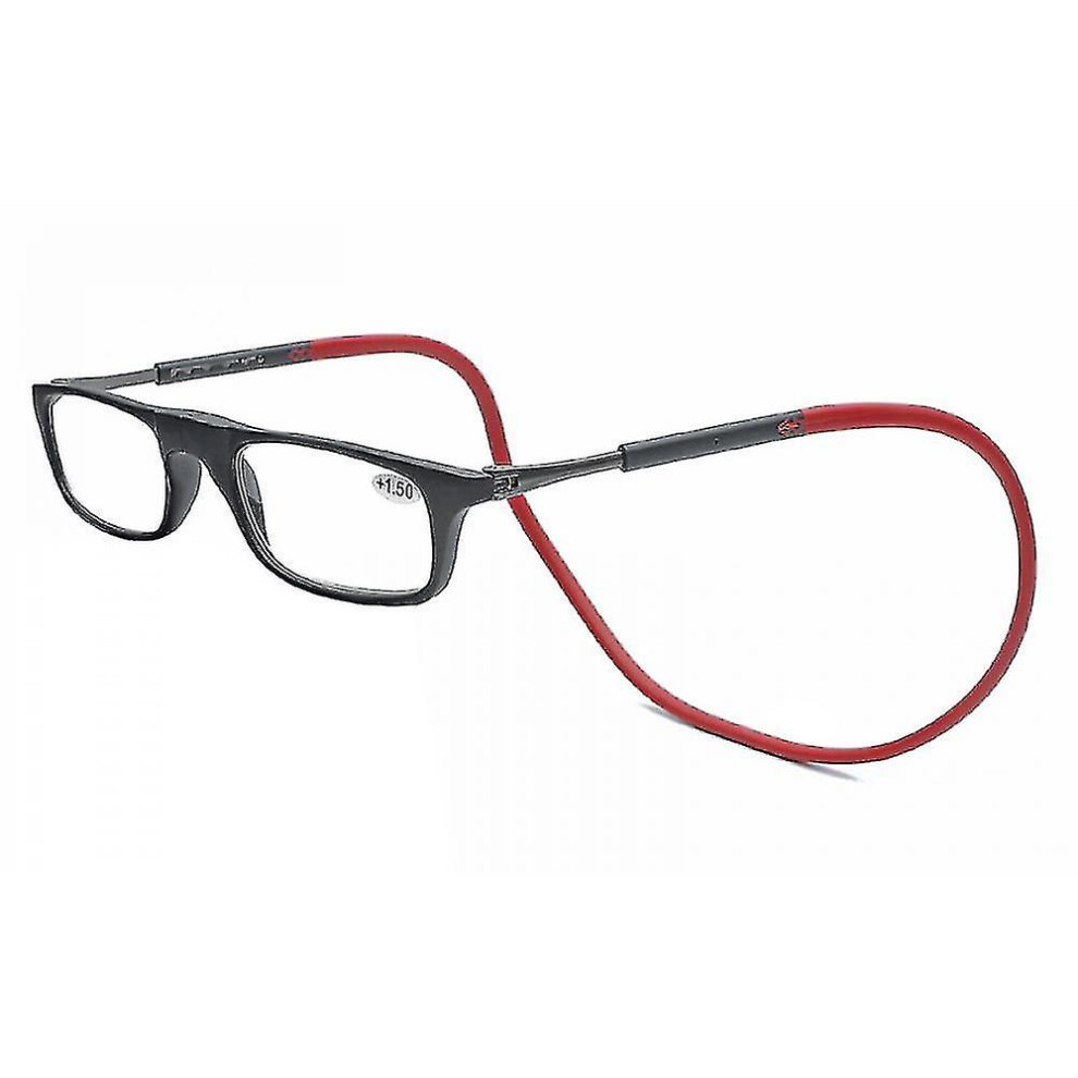 (, 2.5 Magnification) Reading Glasses High-Grade Tr Magnetic Absorption Hanging Neck Funky Readers Glasses Red