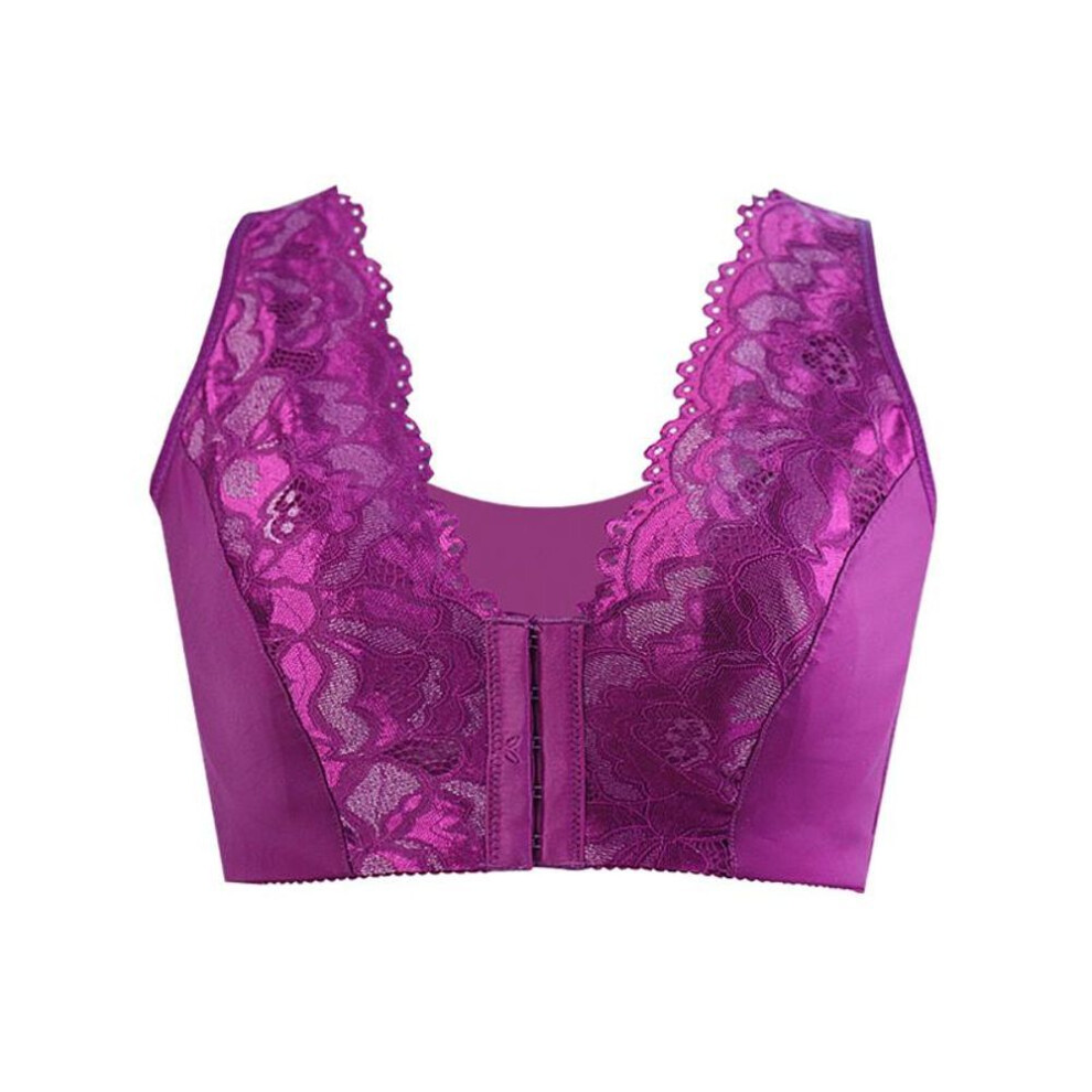 (purple, XL) Women&apos;s Plus Size Underwear Sexy Push Up Bras Wireless Front Closure Brassiere Deep V Lace Bra Tops Thin Cup Sexy Lingerie