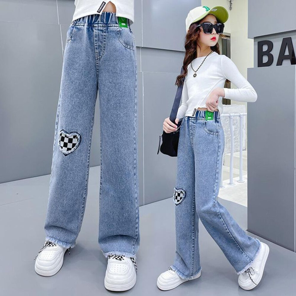 (blue, 110) Spring And Autumn Girls&apos; Denim Pants Girls&apos; Fashion Loose Jeans Single Pants Children&apos;s Wear Baby New Pants