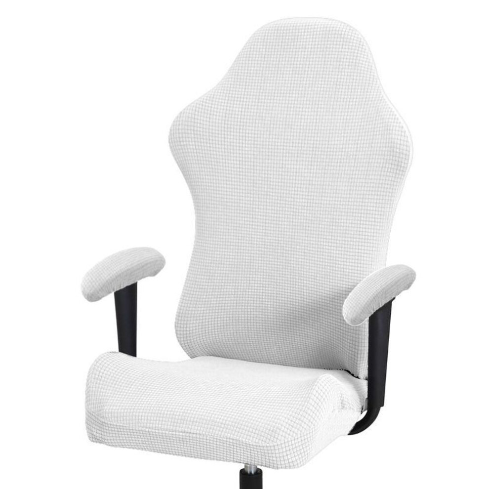 (white) Thick Jacquard Office Computer Game Chair Slipcovers With Armrest Covers