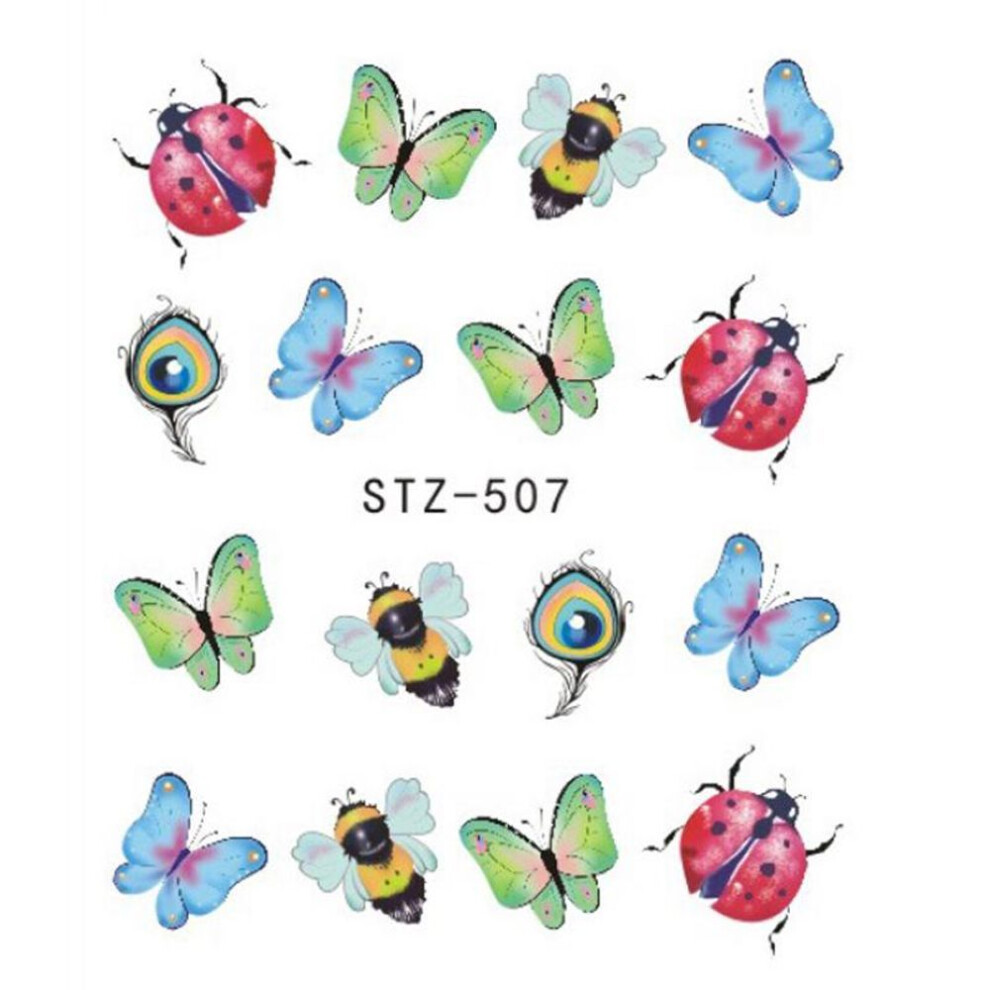 (7) 1pcs Nail Sticker Butterfly Flower Water Transfer Decal Sliders For Nail Art Wraps Tools