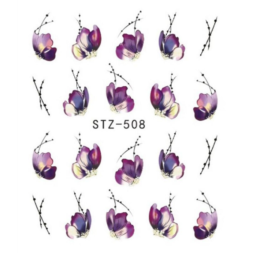 (8) 1pcs Nail Sticker Butterfly Flower Water Transfer Decal Sliders For Nail Art Wraps Tools
